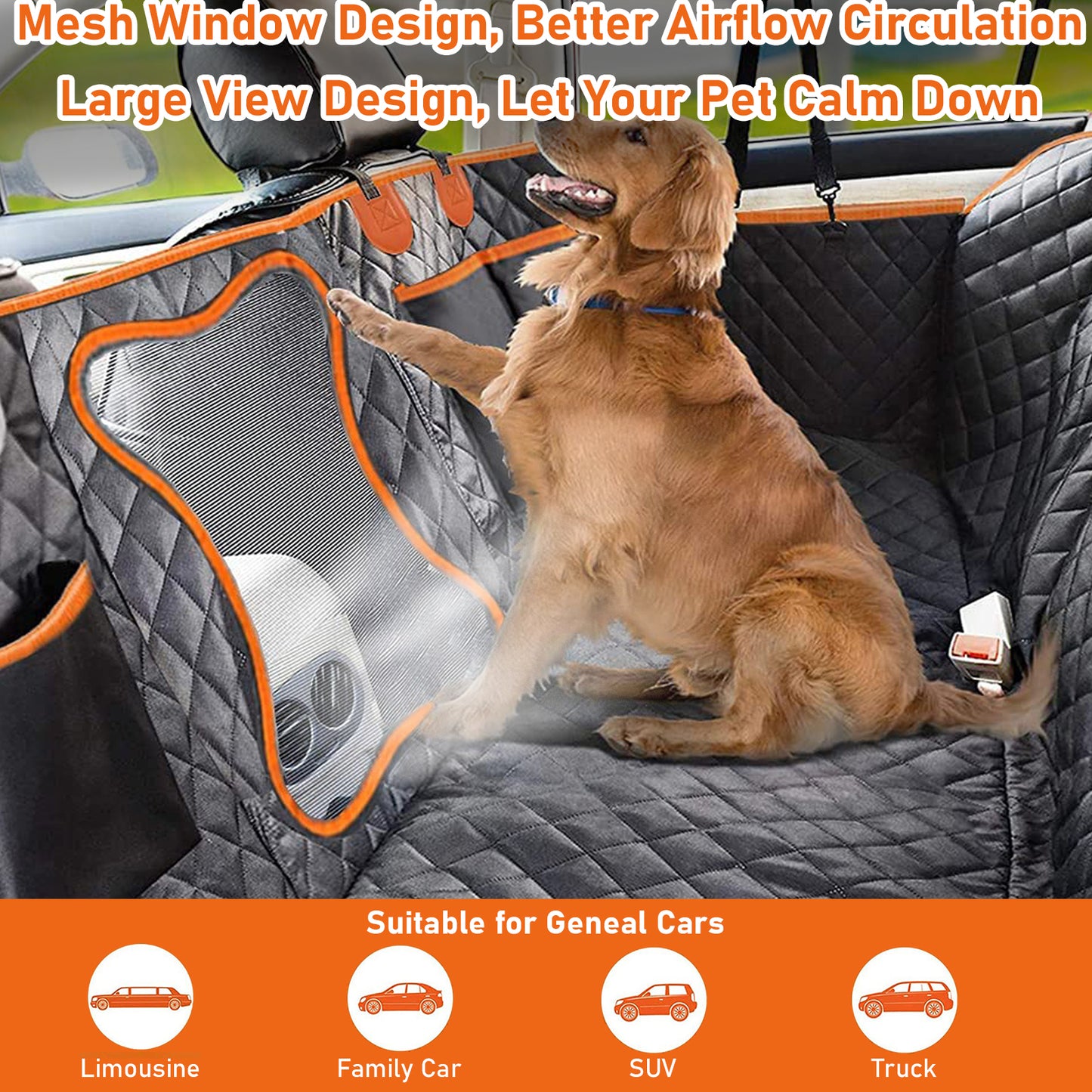 Aputtriver Dog Seat Cover for Back Seat, 100% Waterproof Dog Seat Hammock for Trucks, Sedans & SUVs