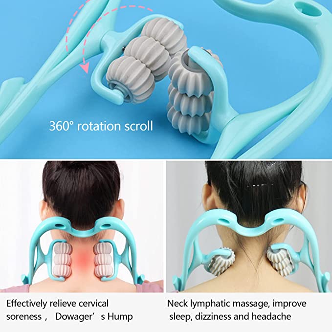 Portable Neck Massager Roller, Upgrade 6 Balls Roller Relaxer for Deep Tissue Pain Relief