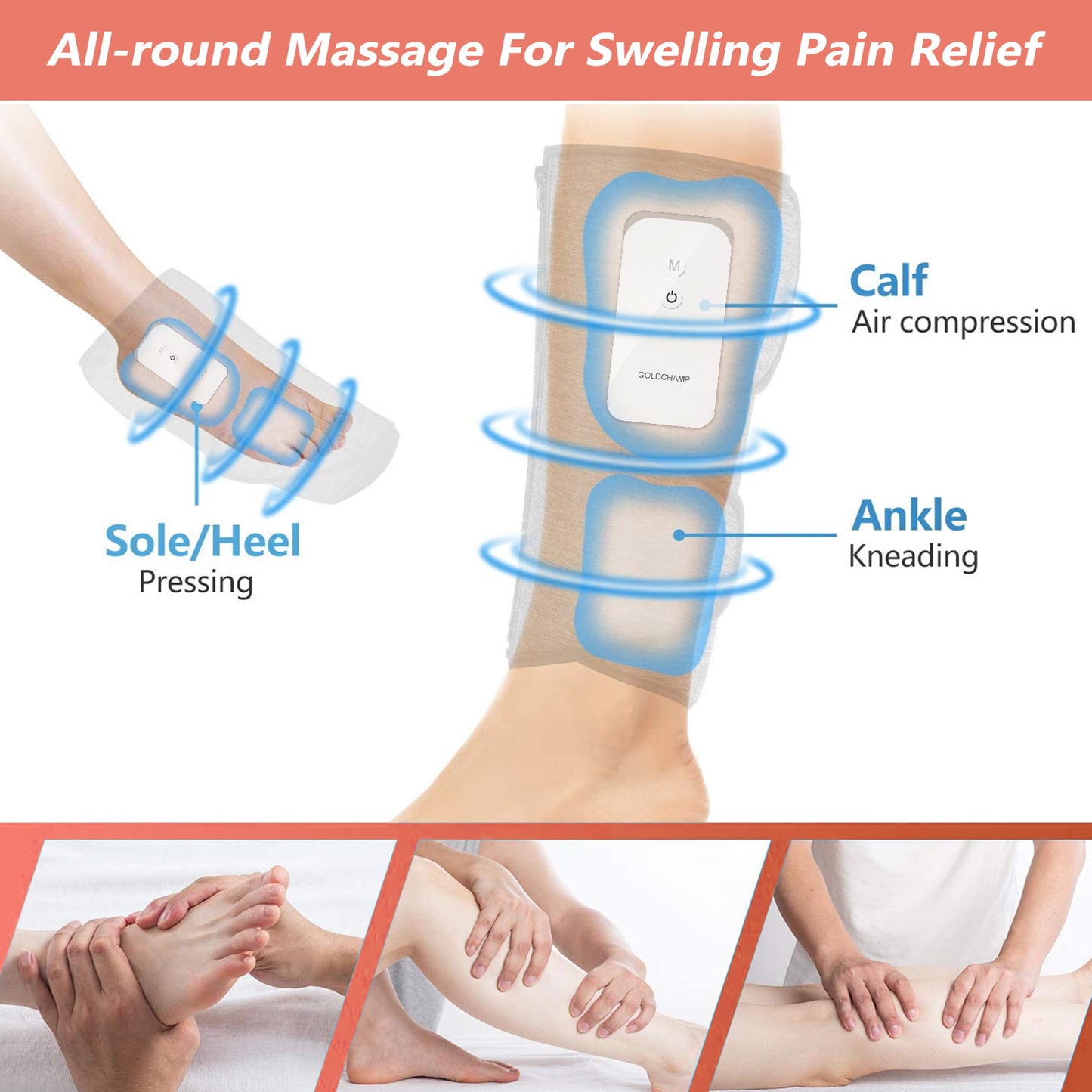 Leg Massager with Heat Air Compression for Calf for Circulation, Relaxation and Pain Relief