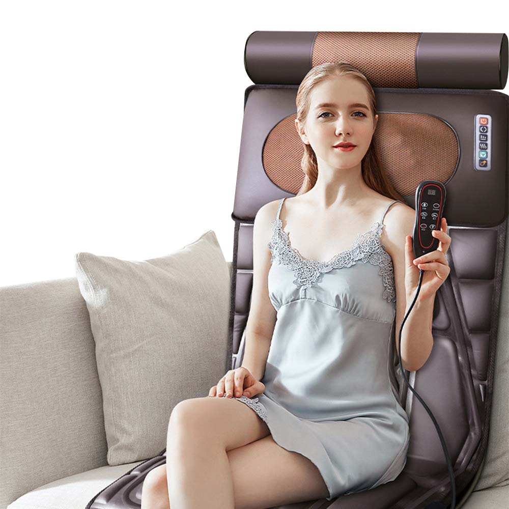 Massage Mat Full Body with Movable Neck Massage Pillow, 9 Vibrating Motors & 3 Heating Pads